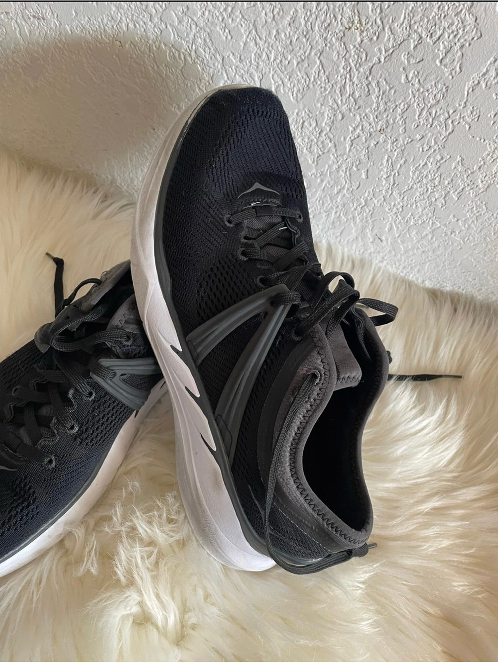 Hoka One One Black and White Women's Athletic Running Shoes